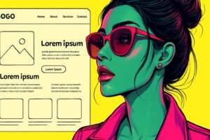 Futuristic small business website interface with neon accents and sleek design focused on cost-effective, high-value web design for small business.