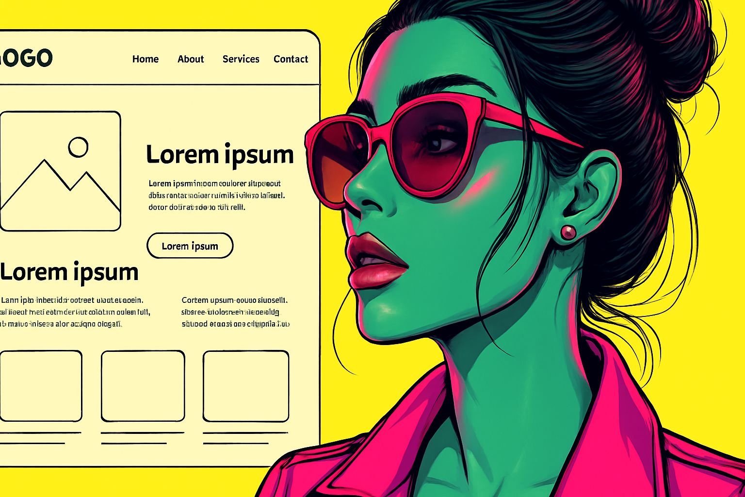 Futuristic small business website interface with neon accents and sleek design focused on cost-effective, high-value web design for small business.