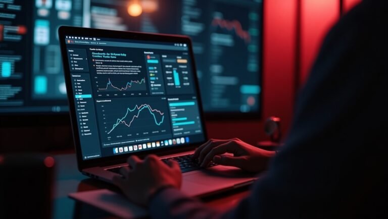 Content marketing for small business showing team creating SEO strategy with laptop and analytics dashboard