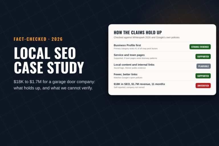 Local SEO case study, fact-checked: how the $18K to $1.7M garage door claims hold up against public evidence