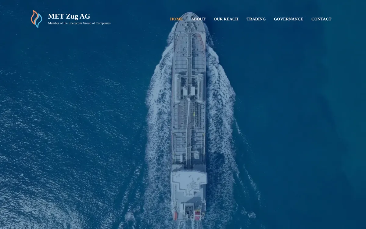 MET Zug AG website designed by Affordable Web Design Agency, energy and commodity trading