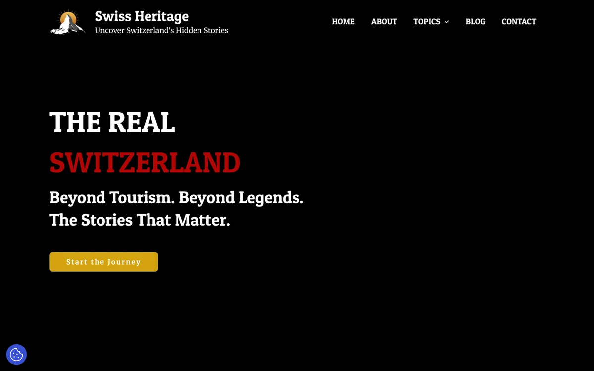 Swiss Heritage website designed by Affordable Web Design Agency, history and culture publishing