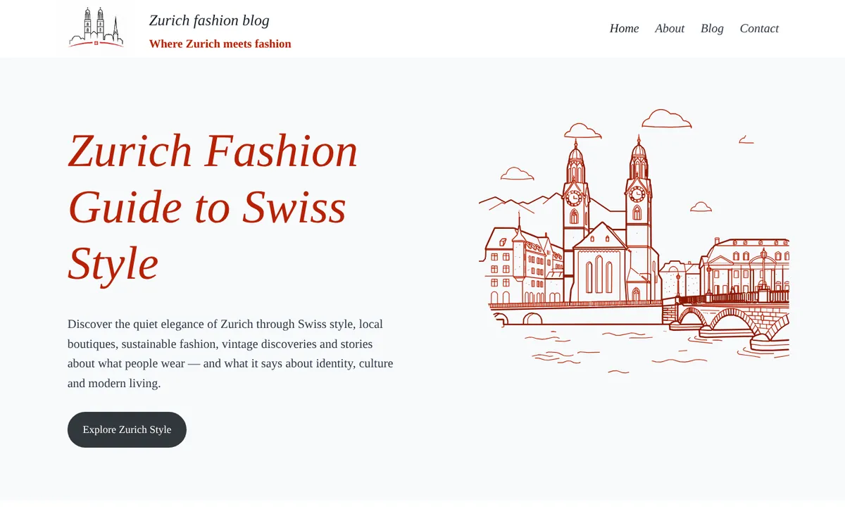 Zurich Fashion Blog homepage: an editorial fashion blog with large photography